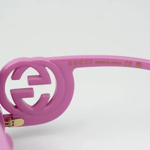 NEW Gucci GG1325S 006 Pink Grey Rectangle Unisex Sunglasses GG 1325S